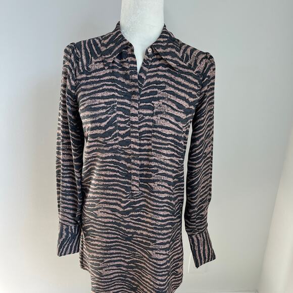 joie Talma Zebra Long Sleeve Shift Dress XS - Picture 2 of 7